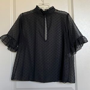 Boohoo black sheer blouse